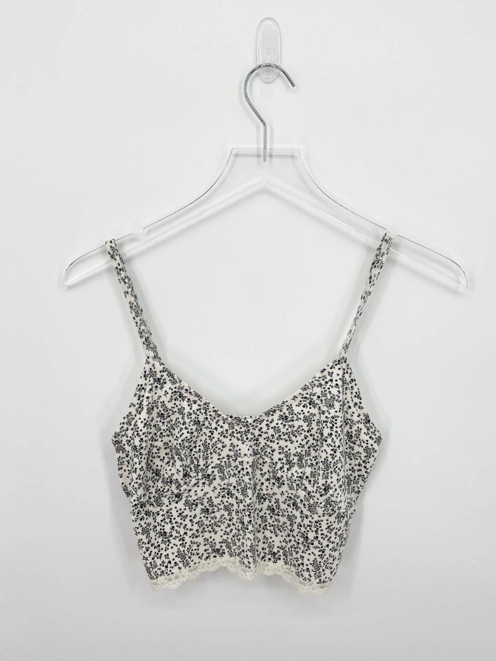 American Eagle Navy Floral Crop Tank Top
